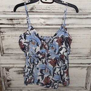 Old Navy White Floral Tie-Front Spaghetti Strap Tank